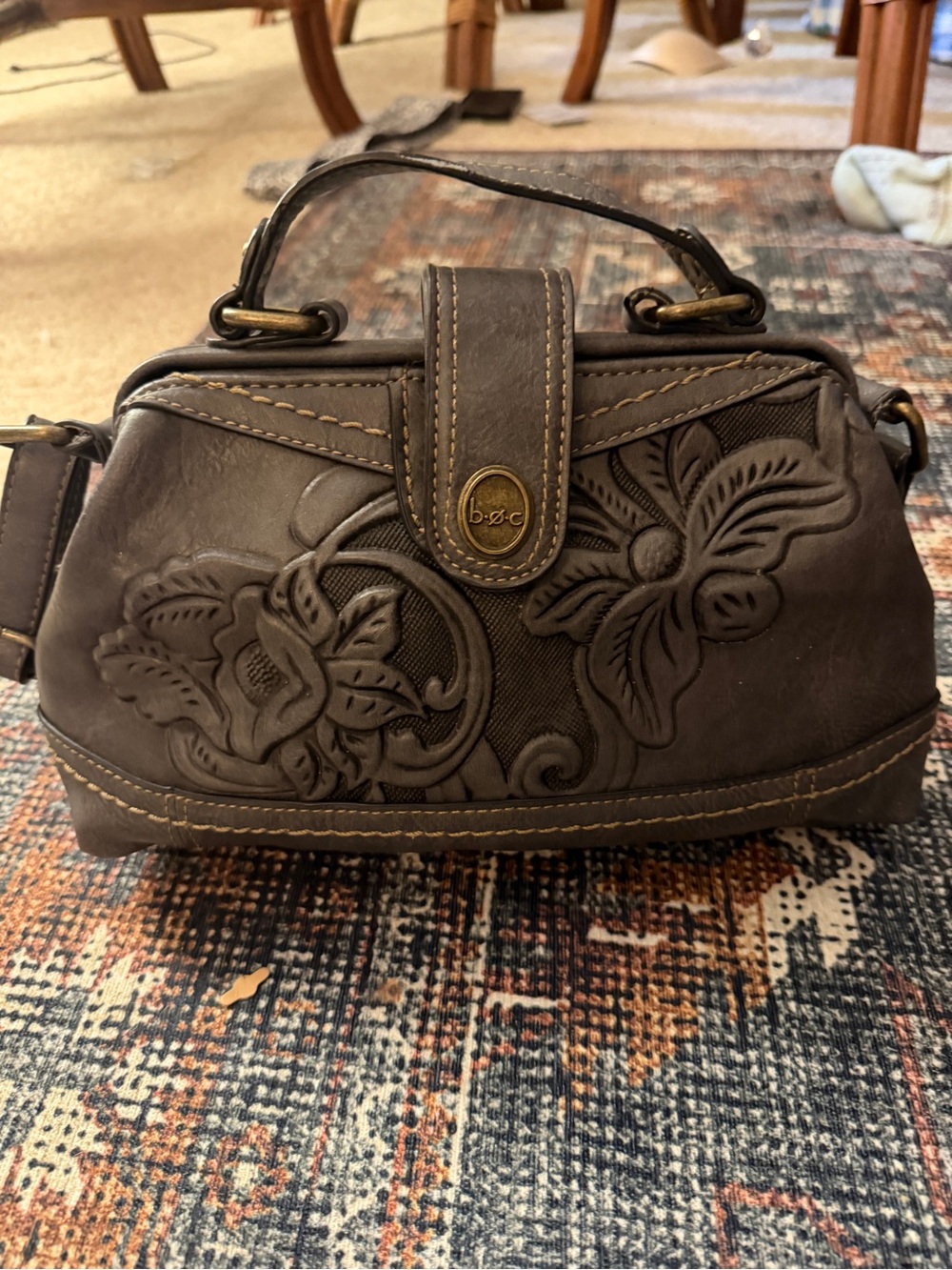 b.o.c. Embossed Floral Leather Satchel